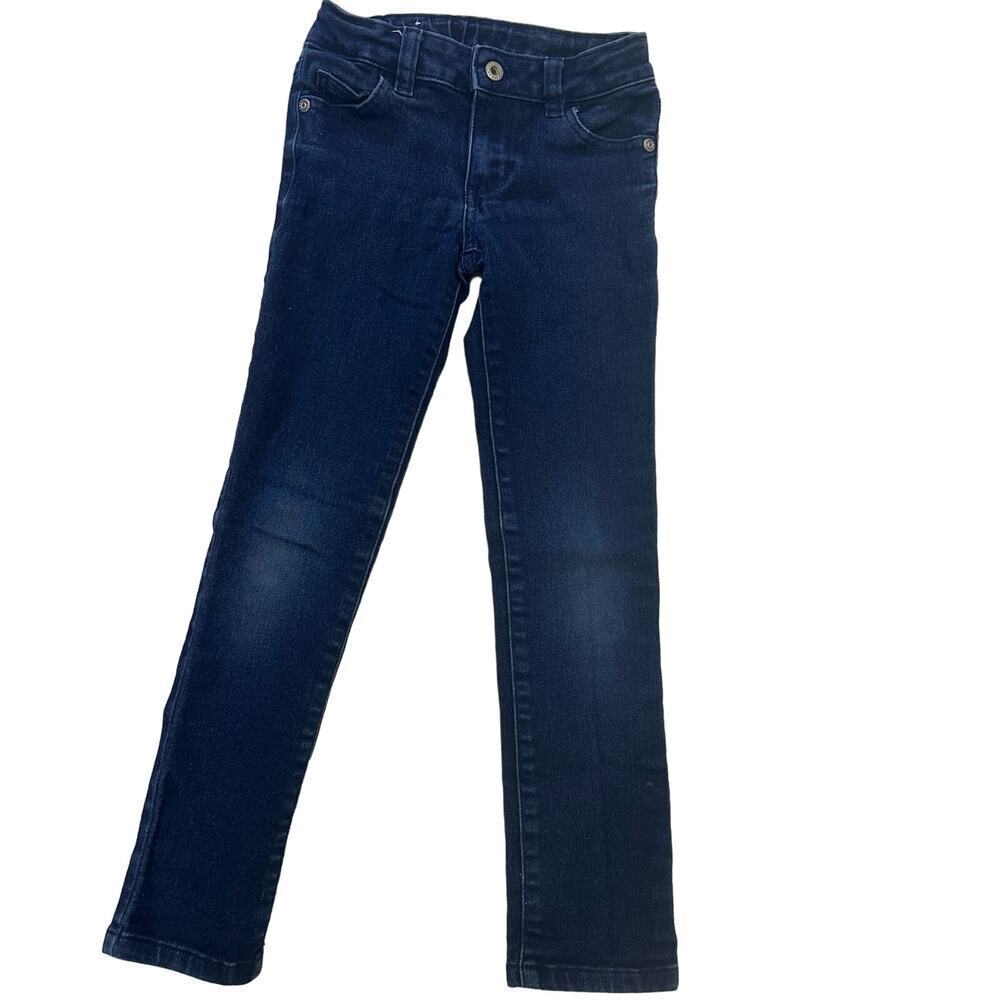 Girls Dark Denim Jeans sz 6 adjustable waist tabs Little Girls Jeans